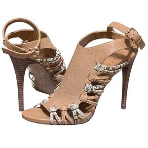 Coach vegan leather Jody open toe sandals woman's 8B python accents heels dressy